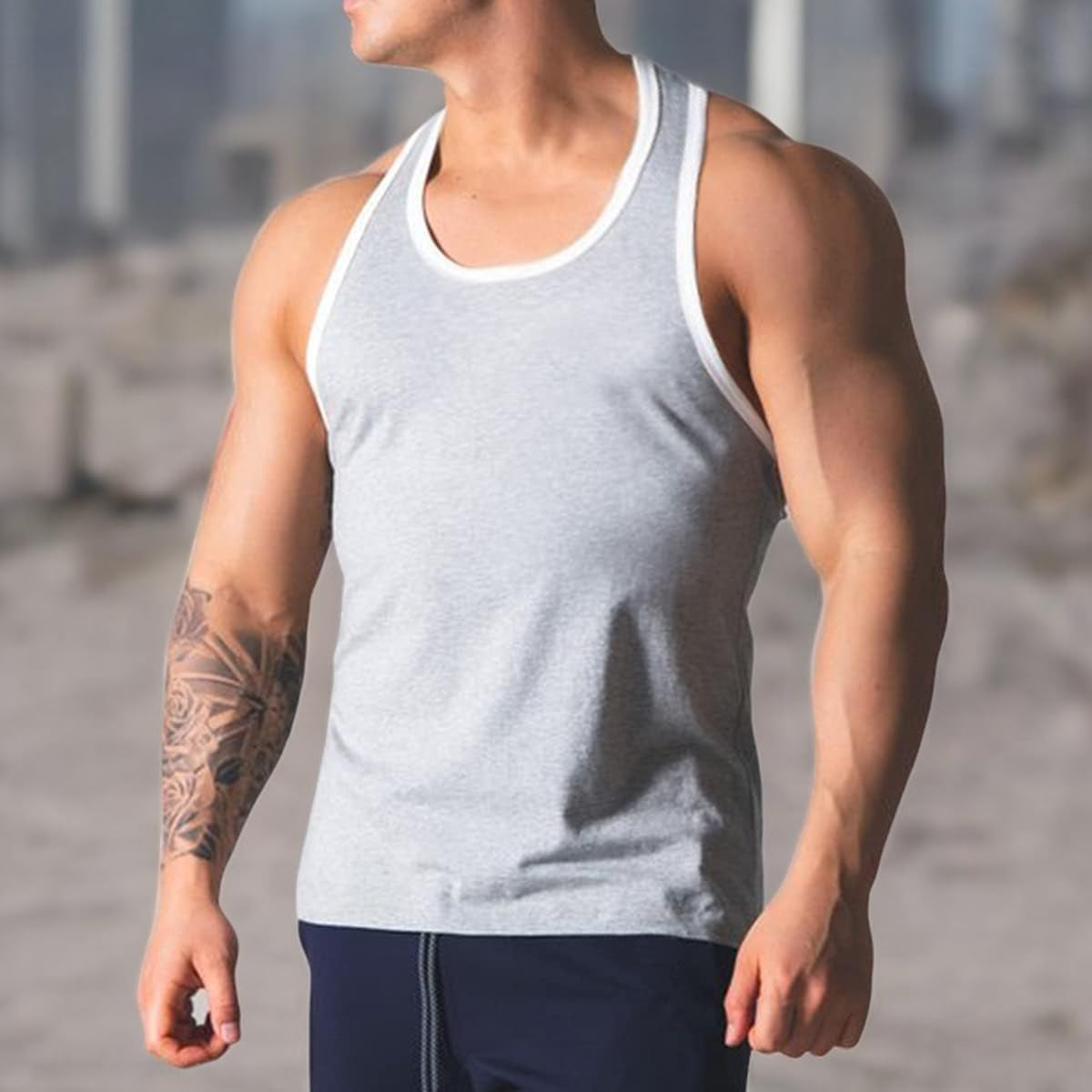 Mens Quick-Dry Workout Lightweight Stringer Training Singlet Athletic Muscle Tank Tops for Men T48