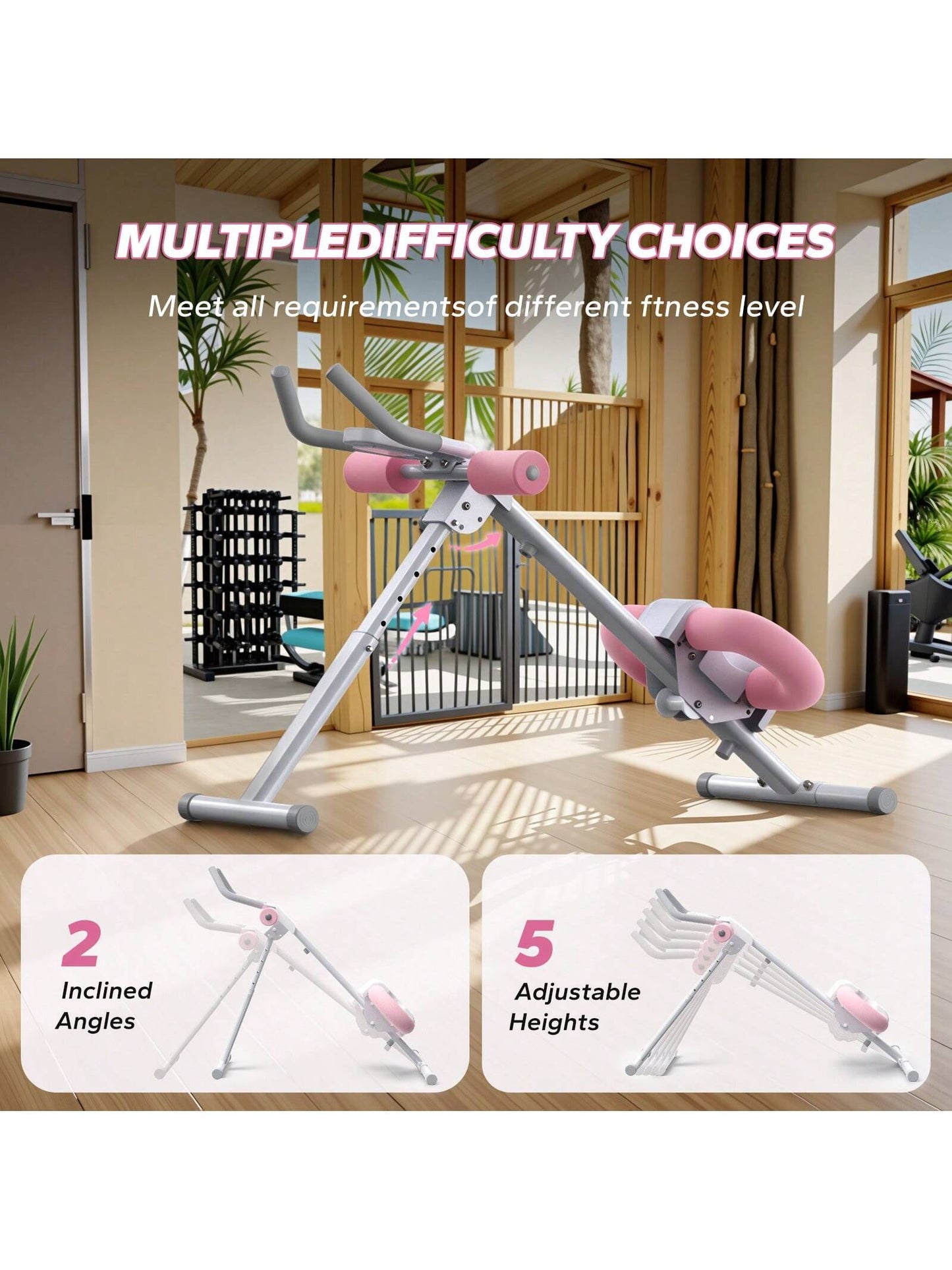 MERACH Ab Machine for Home Gym, Ab Workout Equipment, Other Waist & Abdominal Machine,Height Adjustable Ab Trainer, Foldable Fitness Equipment, Abdominal Trainers Ab Workout Machine