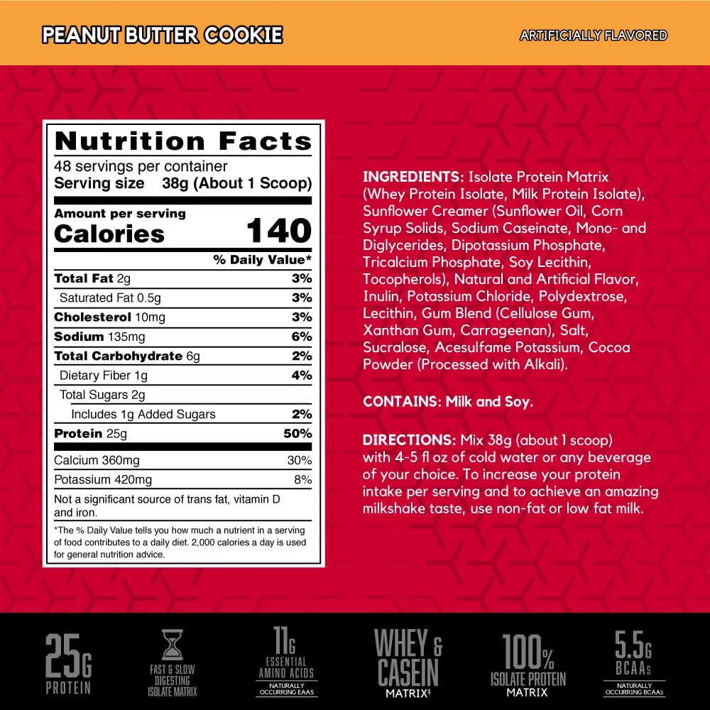, Syntha-6 Isolate, 25G Protein Powder, Peanut Butter Cookie, 4.02 Lb, 48 Servings