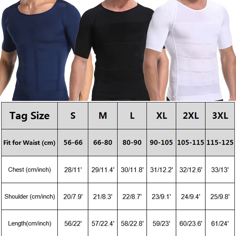 Mens Compression Shirt Slimming Body Shaper Vest Workout Tank Tops Abs Abdomen Undershirts