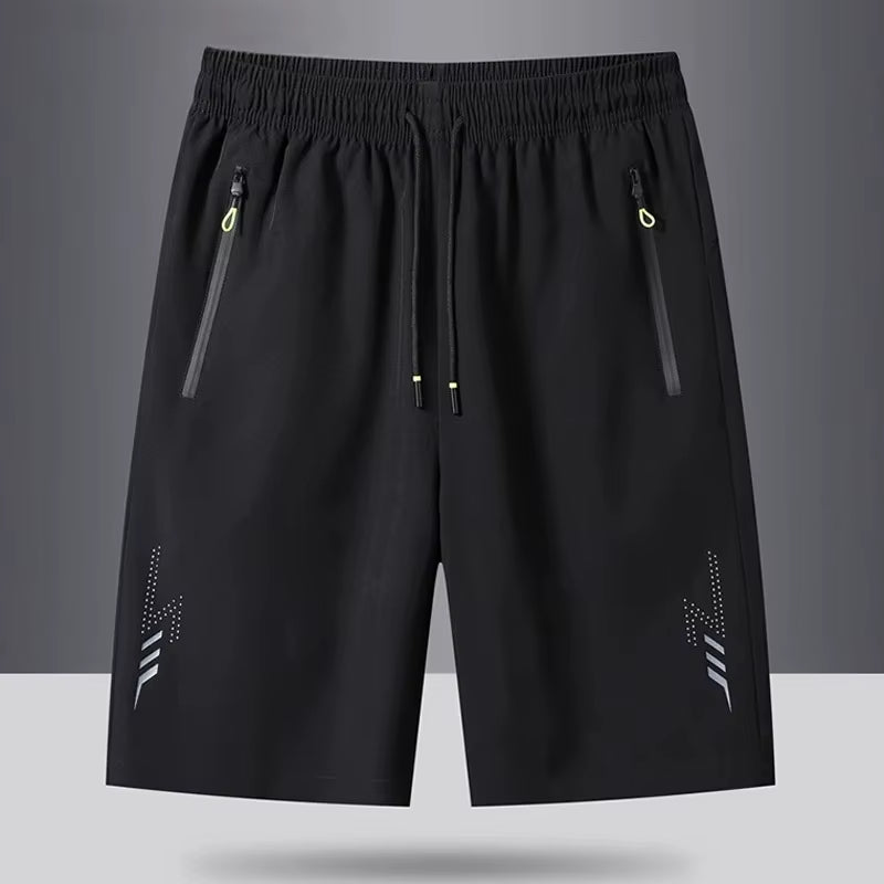 Summer Men'S Sport Shorts Cool Sportswear Running Shorts Casual Bottoms Gym Fitness Training Jogging Short Pants Men Black Gray