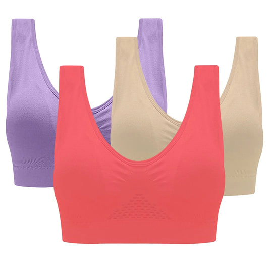 Womens Bras 3-Pack Women Sports Bra without Wire Free Support Yoga Running Underwears Corset Tops for Women Lingerie S-2140 Multicolor L