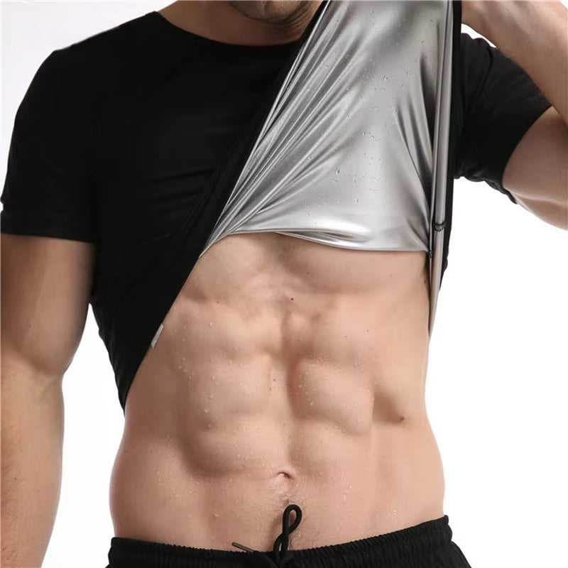 High Elasticity Men'S Sweatshirt Gym Workout Shapewear Shapewear Vest Slim Fit Sauna Compression Warm Top Fitness Sweatshirt