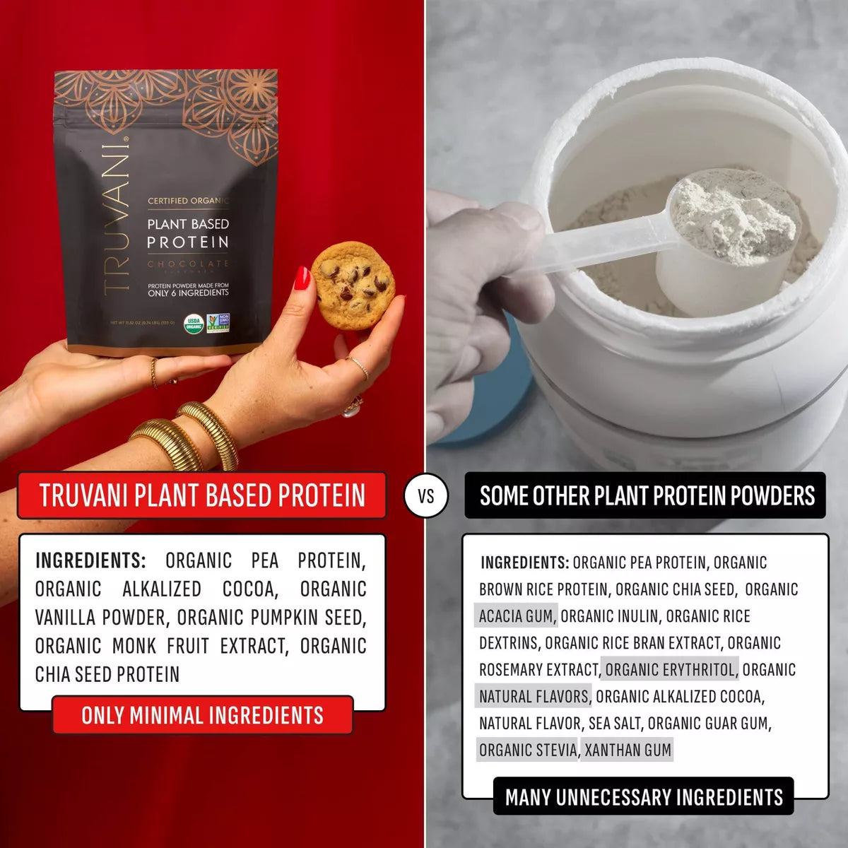 Truvani Organic Plant Based Vegan Protein Powder