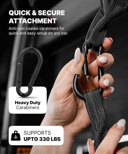 Hanging Ab Straps for Pull up Bar & Core Strength Training - Soft Padded Exercise Straps for Ab Swing & Leg Raises, Hang Bar Strap with 2 Steel Carabiners - Abs Equipment for Home & Gym