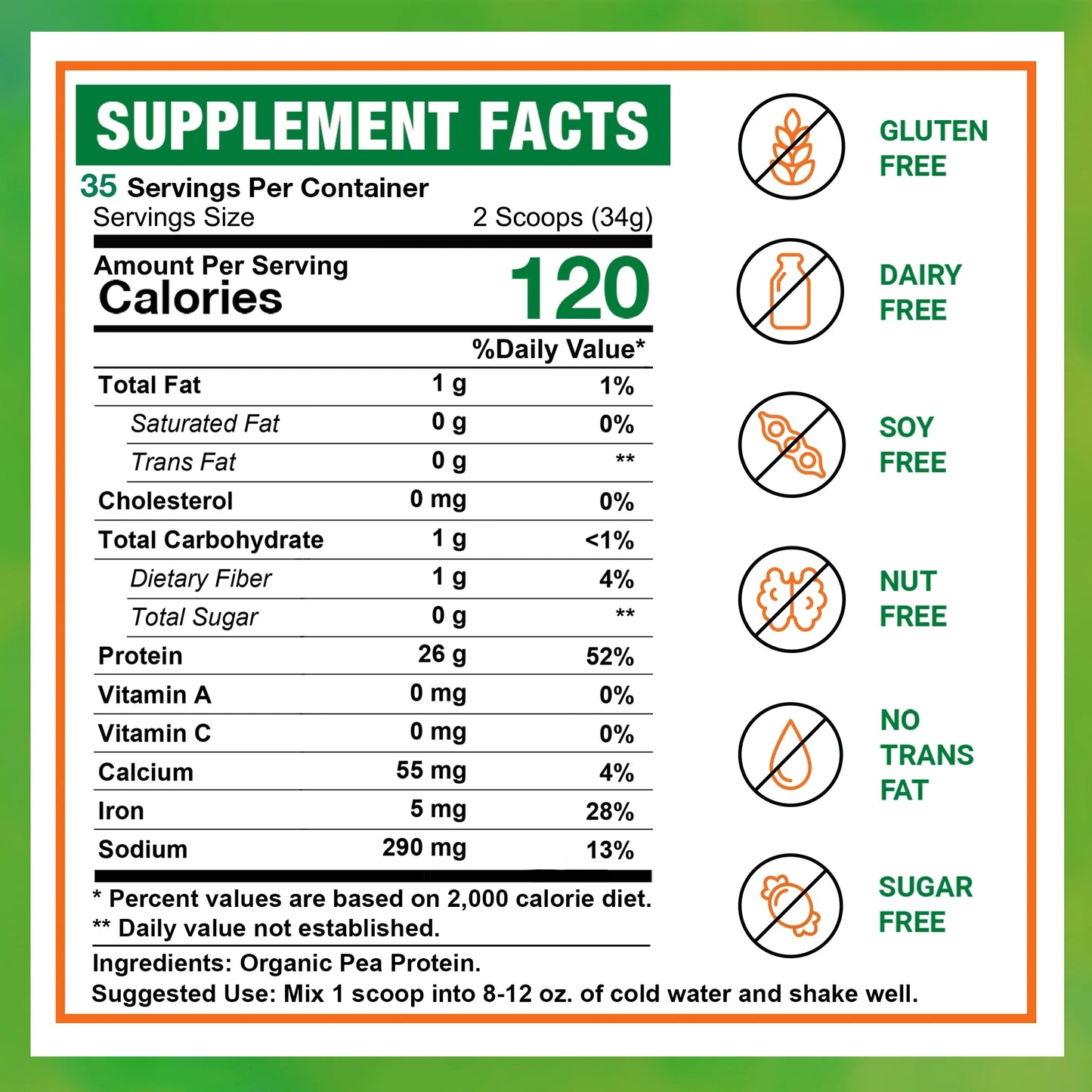 Organic Hydro Pea Protein Powder, Natural Flavor, Vegan Protein Powder, Plant Based, Certified USDA, 2.62 Lbs