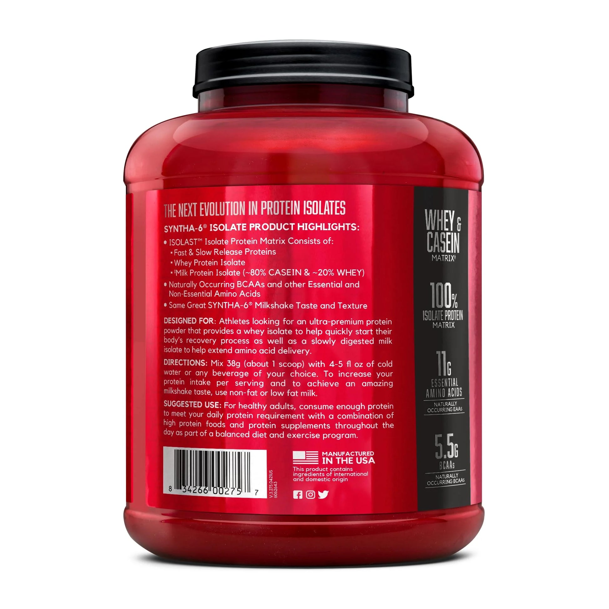 , Syntha-6 Isolate, 25G Protein Powder, Peanut Butter Cookie, 4.02 Lb, 48 Servings