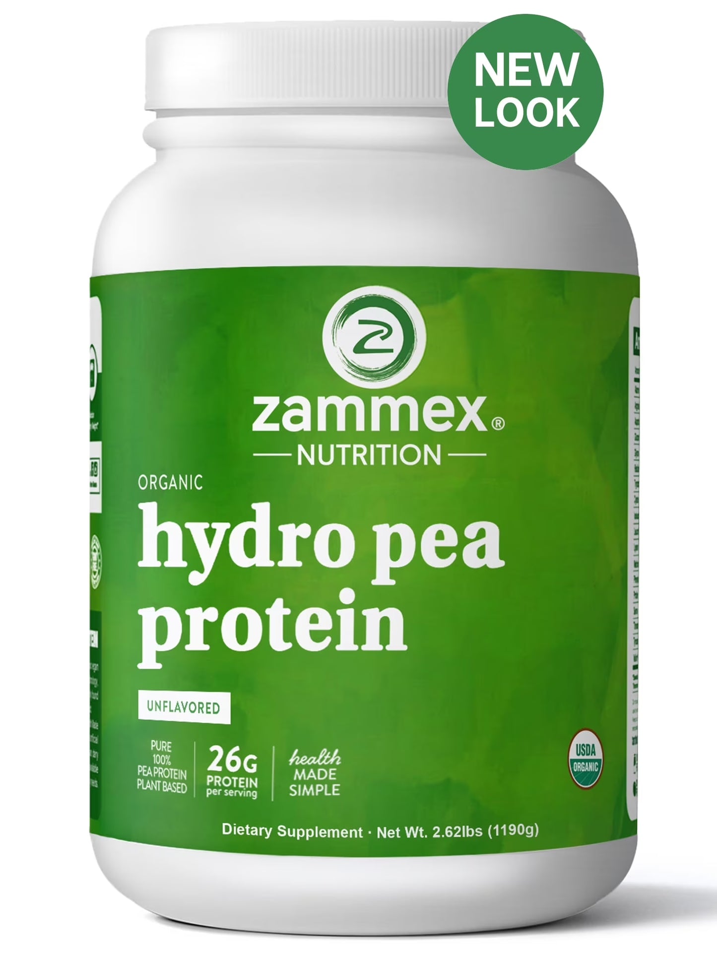 Organic Hydro Pea Protein Powder, Natural Flavor, Vegan Protein Powder, Plant Based, Certified USDA, 2.62 Lbs