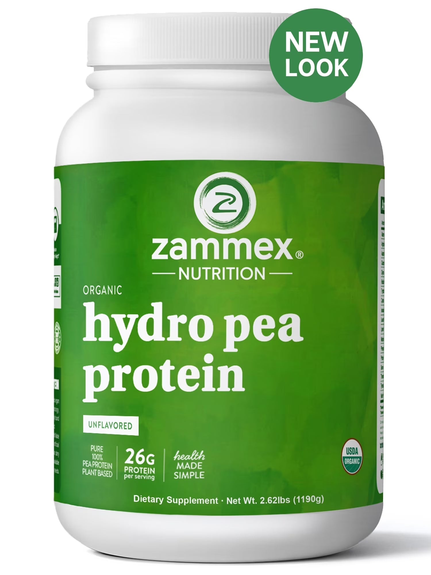 Organic Hydro Pea Protein Powder, Natural Flavor, Vegan Protein Powder, Plant Based, Certified USDA, 2.62 Lbs
