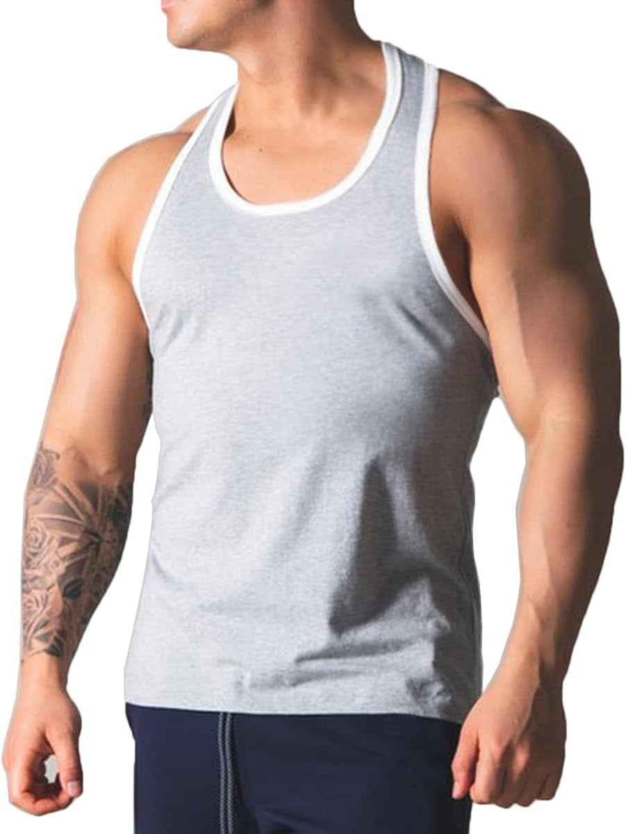 Mens Quick-Dry Workout Lightweight Stringer Training Singlet Athletic Muscle Tank Tops for Men T48
