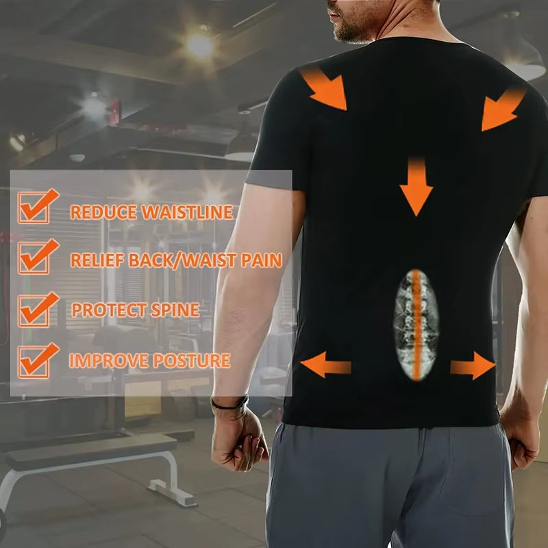 High Elasticity Men'S Sweatshirt Gym Workout Shapewear Shapewear Vest Slim Fit Sauna Compression Warm Top Fitness Sweatshirt