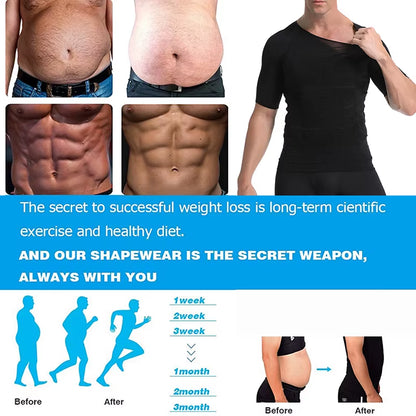 Mens Compression Shirt Slimming Body Shaper Vest Workout Tank Tops Abs Abdomen Undershirts