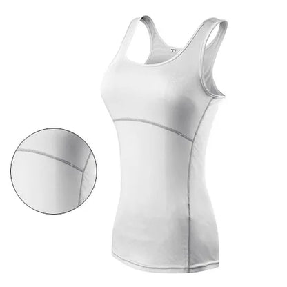 New Yoga Tops Women Sexy Gym Sportswear Vest Fitness Tight Woman Clothing Sleeveless Running Shirt Quick Dry White Yoga Tank Top
