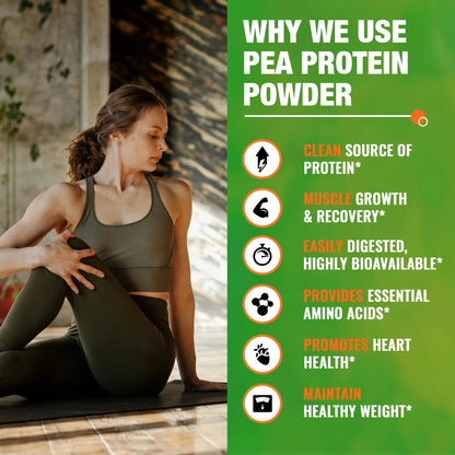 Organic Hydro Pea Protein Powder, Natural Flavor, Vegan Protein Powder, Plant Based, Certified USDA, 2.62 Lbs