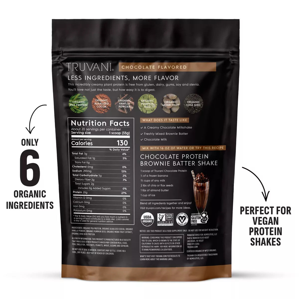 Truvani Organic Plant Based Vegan Protein Powder