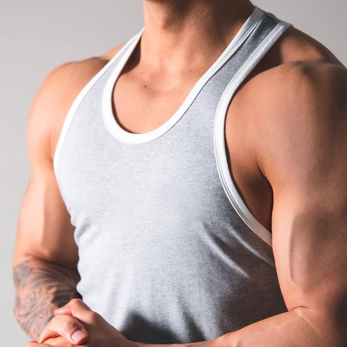 Mens Quick-Dry Workout Lightweight Stringer Training Singlet Athletic Muscle Tank Tops for Men T48