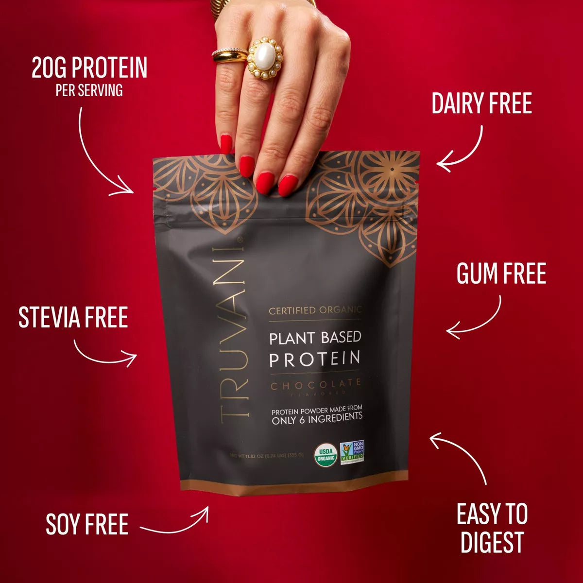 Truvani Organic Plant Based Vegan Protein Powder