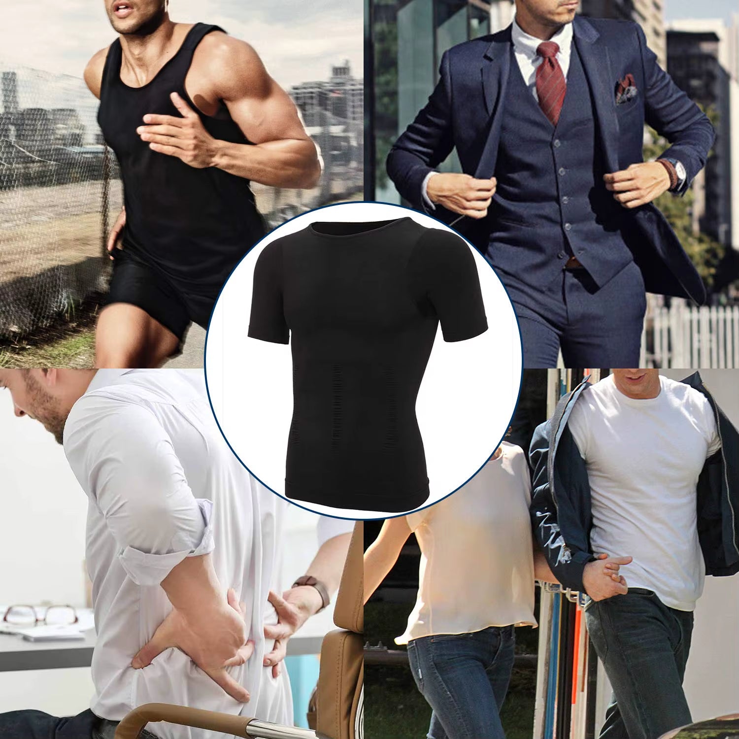 Mens Compression Shirt Slimming Body Shaper Vest Workout Tank Tops Abs Abdomen Undershirts