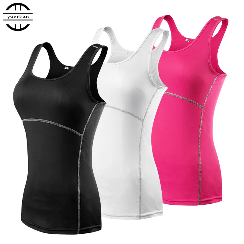 New Yoga Tops Women Sexy Gym Sportswear Vest Fitness Tight Woman Clothing Sleeveless Running Shirt Quick Dry White Yoga Tank Top